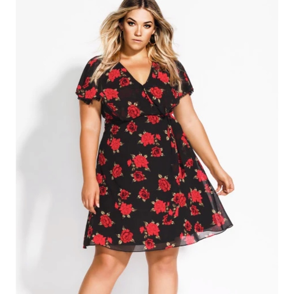 City Chic Passion Floral Dress 18 NWT